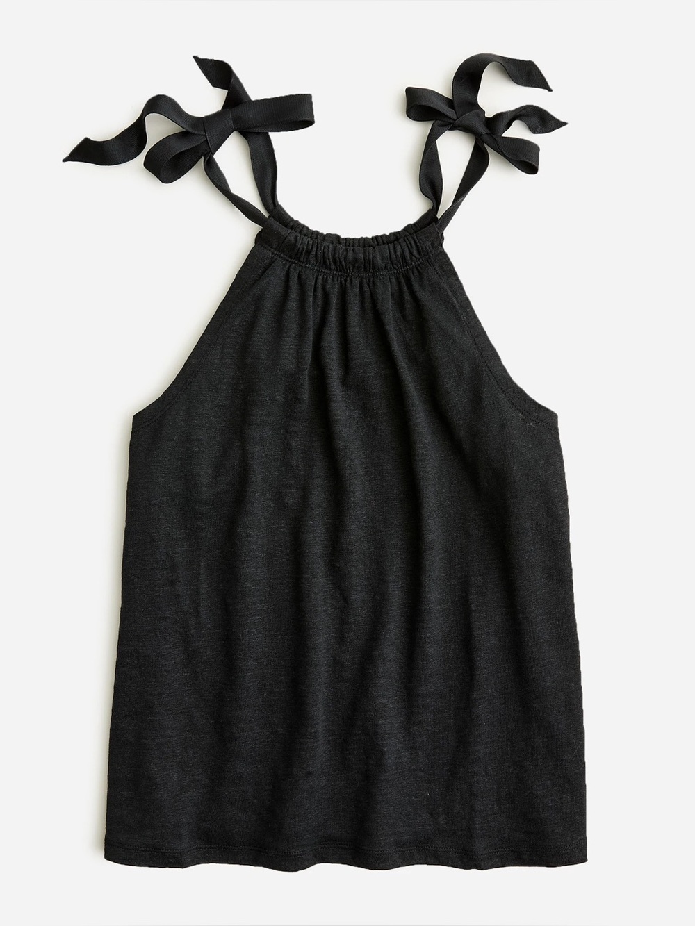 New Without Tags J. Crew Black Linen Bow-Tie Tank Top Size Small $60